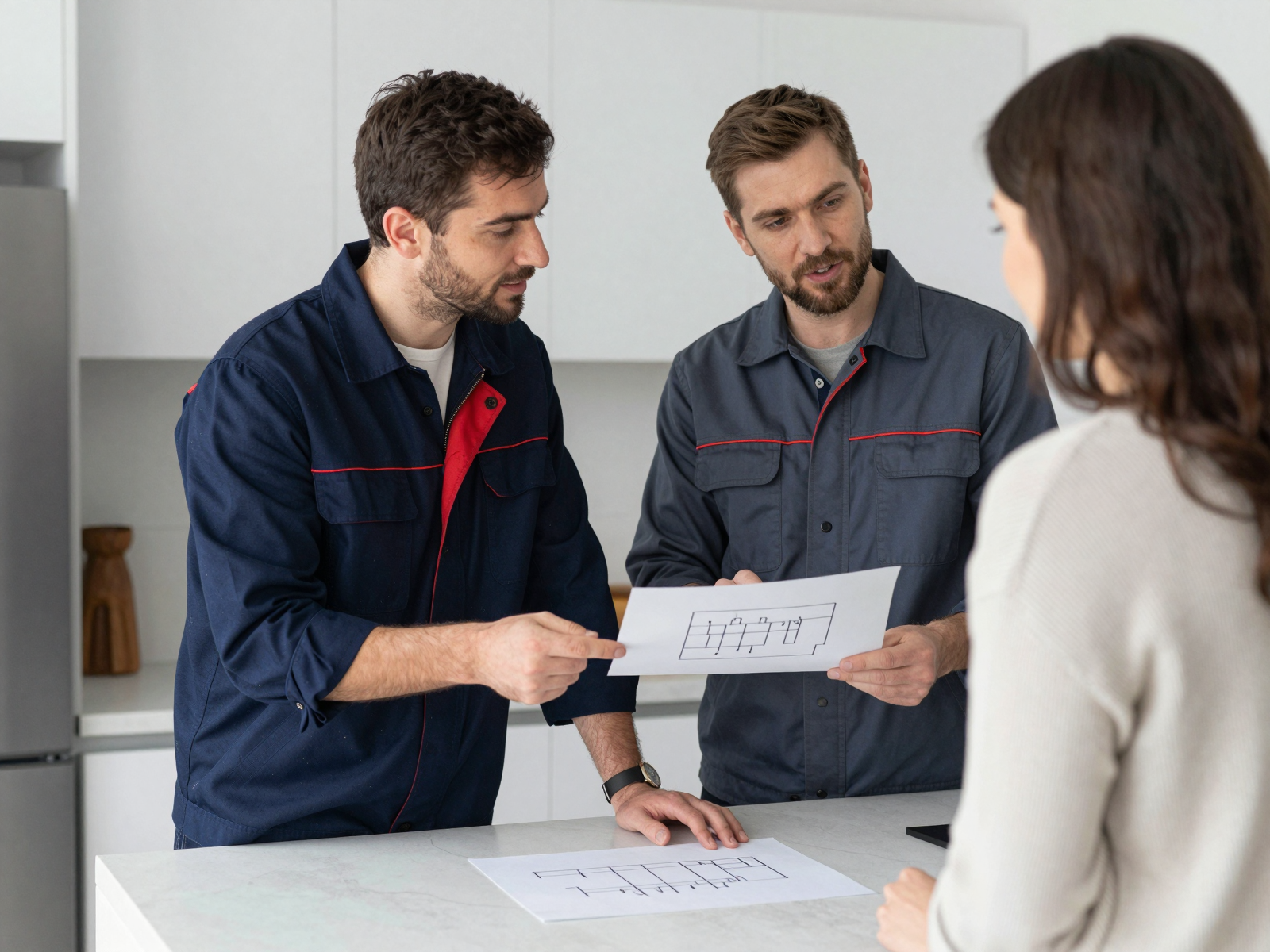 Professional electrician at work in a home electrical panel setup